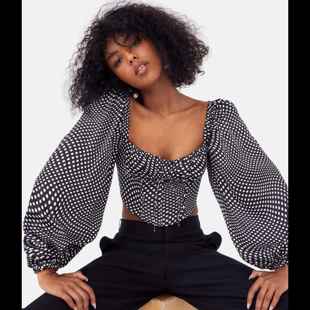 For Love And Lemons Kat Polka Dot Blouse Corset- Small